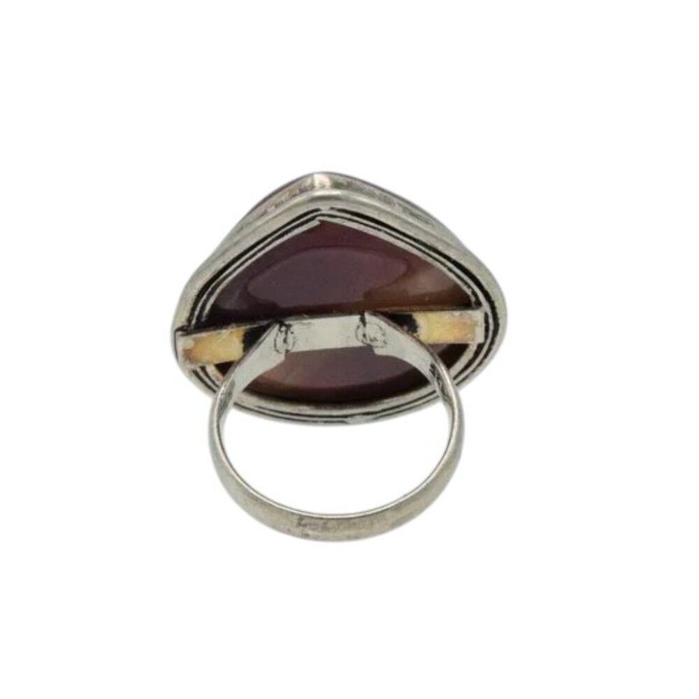 Vintage Sterling Silver & Hyacinth Jasper Ring Teardrop Purple - Picture 5 of 6
